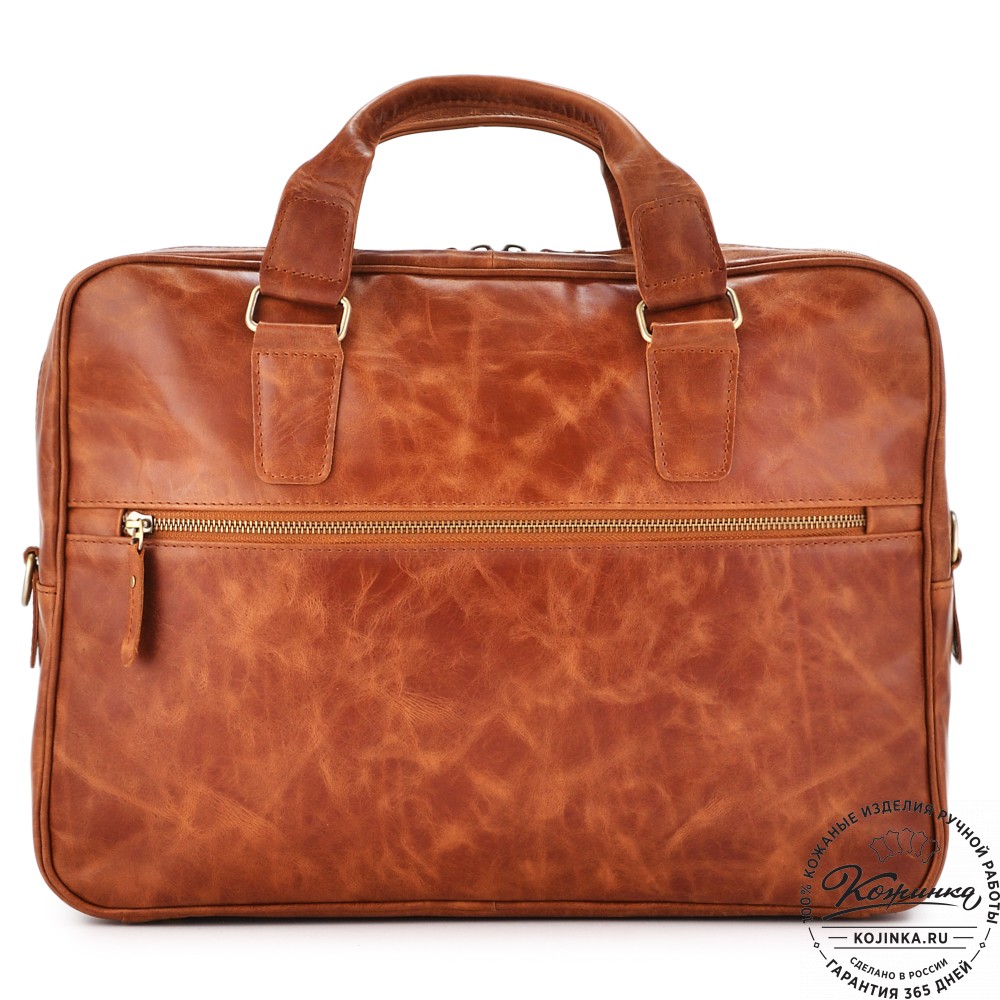 Кожаная деловая сумка "Окленд нью" (рыжий антик)